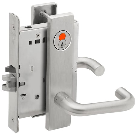 Schlage Grade 1 Storeroom Mortise Lock, 7-Pin SFIC Prep, With Construction Core, 03 Lever, L Escutcheon, Sat L9080H 03L 626